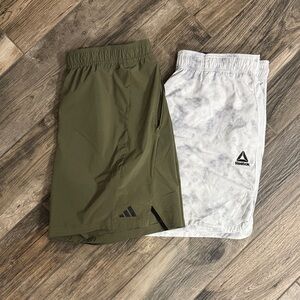 Adidas Men's Shorts - Olive Green & Reebok White Shorts